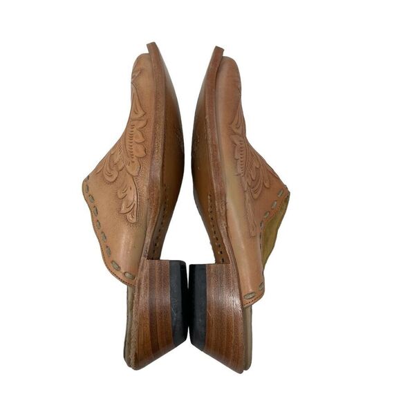 Corral Brown Leather Western Mules with Stitched Design - Picture 14 of 16